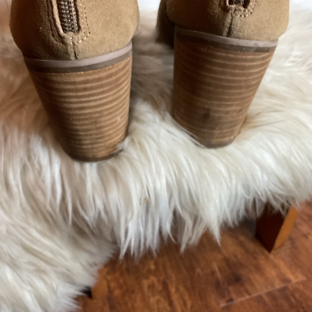 Lucky Brand Tan Open-Toe zip Heeled Booties NWD - Picture 8 of 14